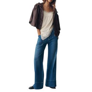 Pilcro Rylan Relaxed High-Rise Flare Jeans in Horizon Blue