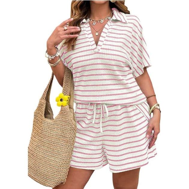 amazon, SOLY HUX Plus Size Two Piece Summer Outfits Short Set