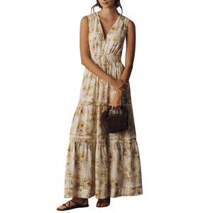 Anthropologie The Somerset Linen Sleeveless Maxi Dress