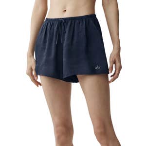 ALO Semi-Sheer Golden Hour Mid-Rise Short in Navy