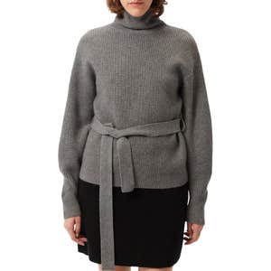 GOBI Mongolian Cashmere Belted Cashmere Turtleneck