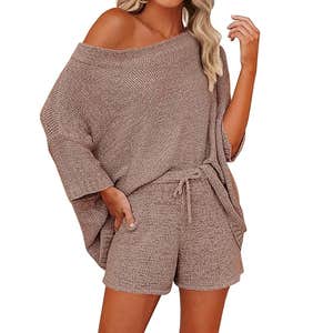 Mafulus Knit Sweater & Shorts Set in Coffee