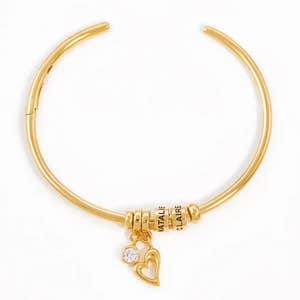 Theo Grace Linda Open Bangle Bracelet with Gold Vermeil Beads