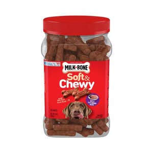 Milk-Bone Soft & Chewy Beef & Filet Mignon Recipe Dog Treats, 25-oz tub
