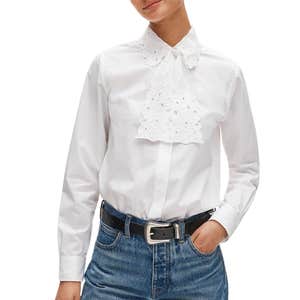 j.crew, J.Crew Jules Classic-fit Eyelet Tie-neck Shirt