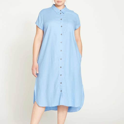 universal standard, Universal Standard Dune Linen Shirt Dress