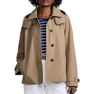 lands' end, Lands' End Squall Waterproof Hooded Short Mac Jacket