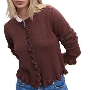 Stradivarius Knit Cardigan With Buttons And Ruffles