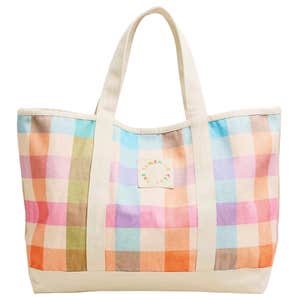anthropologie, Sunshine Tienda Rainbow Plaid Canvas Tote