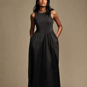 Next Woven Jersey Mix Sleeveless Racer Ribbed Midi Dress