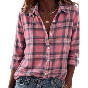 amazon, Zeagoo Flannel Button Down Plaid Long Sleeve Shacket