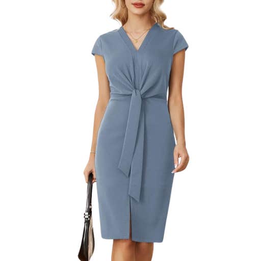 amazon, Grace Karin Cap Sleeve Tie Waist Work Dress