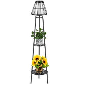 Solgicar 45.4'' Metal Outdoor Solar Floor Lamp with Plant Stand