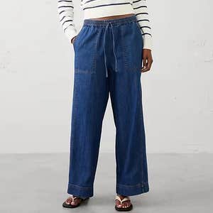 Relaxed-Fit Wide-Leg Mid-Rise Pull-On Painters Jean