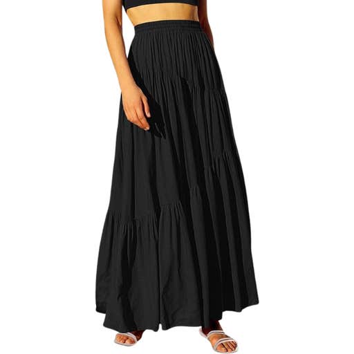 amazon, Anrabess Elastic High Waist Tiered Maxi Skirt