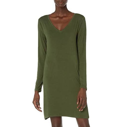 amazon, Daily Ritual Jersey Long-Sleeve V-Neck T-Shirt Dress