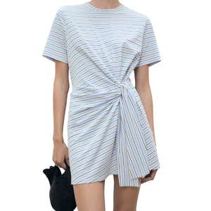 Mango Short Striped Dress With Knot