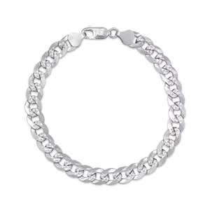 Diamond-Cut Curb Chain Bracelet 8mm 92% Repurposed Solid Sterling Silver 8"