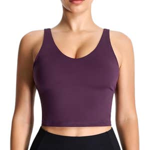 amazon, THE GYM PEOPLE Longline Wirefree Sports Bra