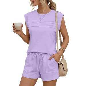 Bornpom Store Women's Two Piece Outfit in Light Purple