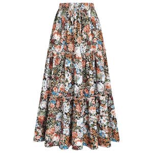 Amazon; Arolina Women's Summer Maxi Skirt Trendy High Waist Pleated Ruffle Long Skirts Flowy Beach Boho Skirt Dress with Pockets