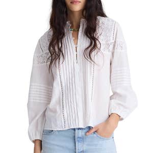 madewell, Madewell Ruffled High-Neck Pintuck Blouse
