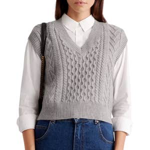 Quince Australian Merino Wool Cable Sweater Vest