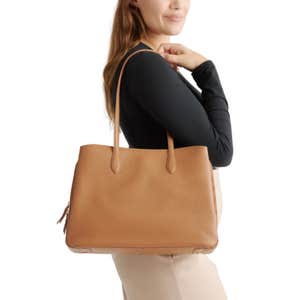 Italian Leather Triple Compartment Work Tote