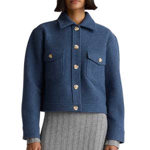 quince, Quince 100% Merino Wool Cropped Shirt Jacket
