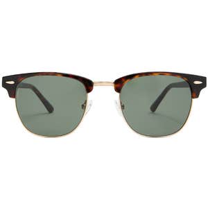 quince, Avery Polarized Acetate Sunglasses in Tortoise with Green lens