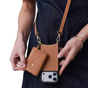 Bandolier; Remi Magnet Removable Wallet Crossbody Phone Case against a white background