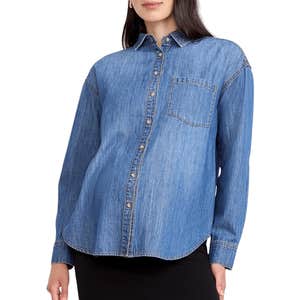 Motherhood Maternity Long Sleeve Button-Up Denim Shirt