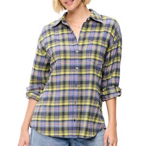 old navy, Old Navy Oversized Button-Down Boyfriend Flannel Shirt