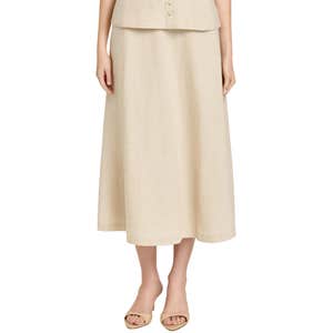 nordstrom, WAYF x Hannah Lovey Porter Capri Linen Blend Midi Skirt