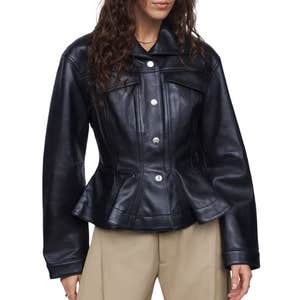 anthropologie, By Anthropologie Peplum Trucker Jacket