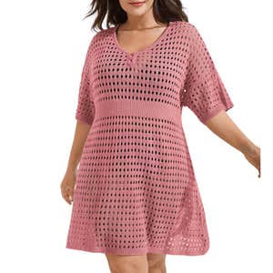bloomchic, BloomChic Cut-Out Waist-Cinched Button Swim Cover-Up