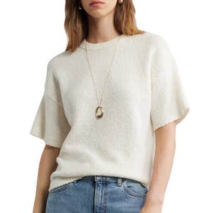 nordstrom, Nordstrom Short Sleeve Stretch Wool Blend Bouclé Sweater