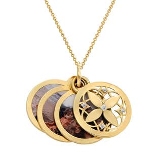 Theo Grace Floret Photo Pendant Necklace in Gold Vermeil with Cubic Zirconia