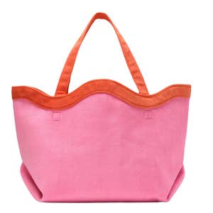 Tuckernuck; Pink and Tangerine Terrycloth August Tote against a white background