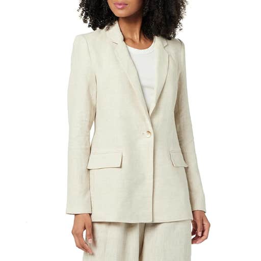 amazon, The Drop Blake Long Blazer In Natural Linen