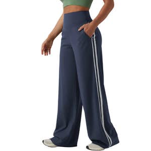 Halara; Halara UltraSculpt™ High Waisted Tummy Control Color Block Stripes Yoga Baggy Pants with Pockets