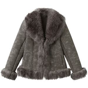 MANGO Suede-Effect Faux-Fur Jacket