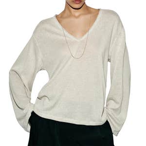 zara, ZARA Textured V-Neck T-Shirt