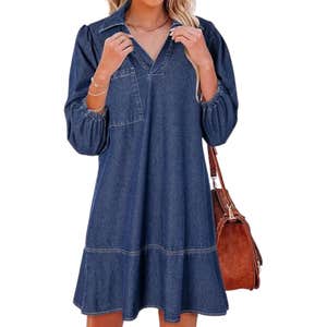 amazon, Dokotoo Babydoll Denim Dress