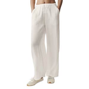 ALO Semi-Sheer Golden Hour High-Waist Straight Leg Pant in Ivory