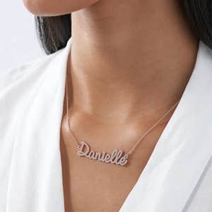 Theo Grace Personalized Cursive Name Necklace in Rose Gold Plating