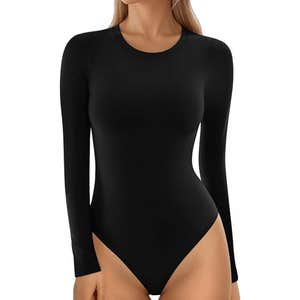 MANGOPOP Crew Neck Long Sleeve Bodysuit