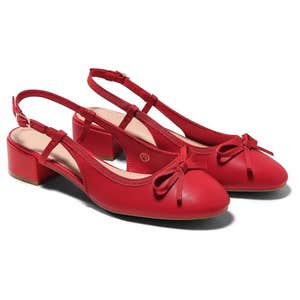 Amazon; Coutgo Low-Heel Bow Slingback Pumps