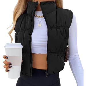 amazon, SySea Crop Puffer Vest Zip Up Sleeveless Outerwear Padded Coat