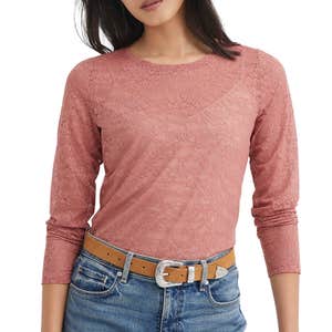 loft, Loft Floral Lace Long Sleeve Crew Neck Tee
